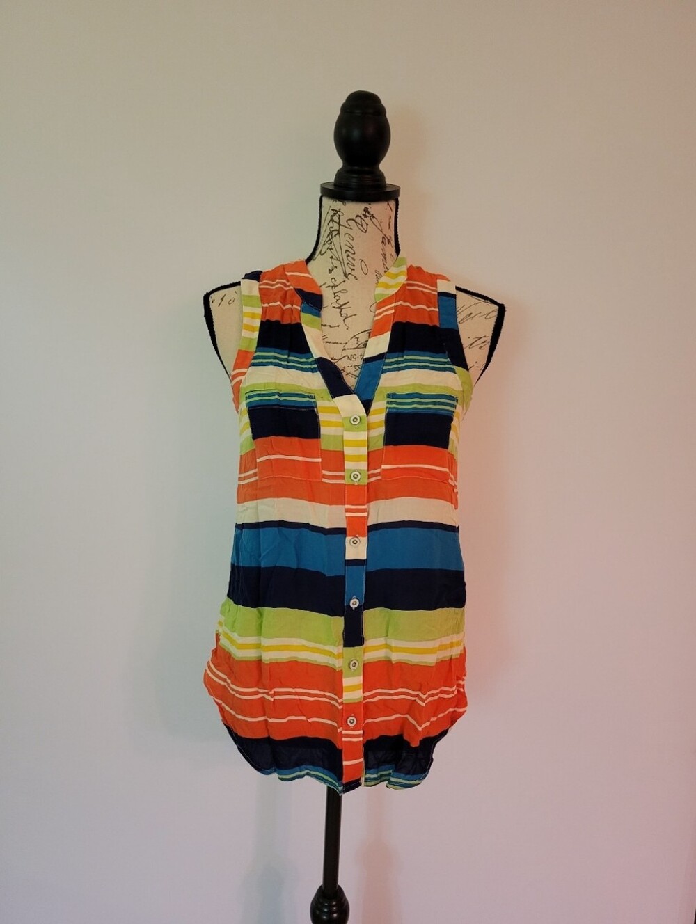 Maeve Anthropologie Striped Sleeveless Button-Front Top in Multicolor